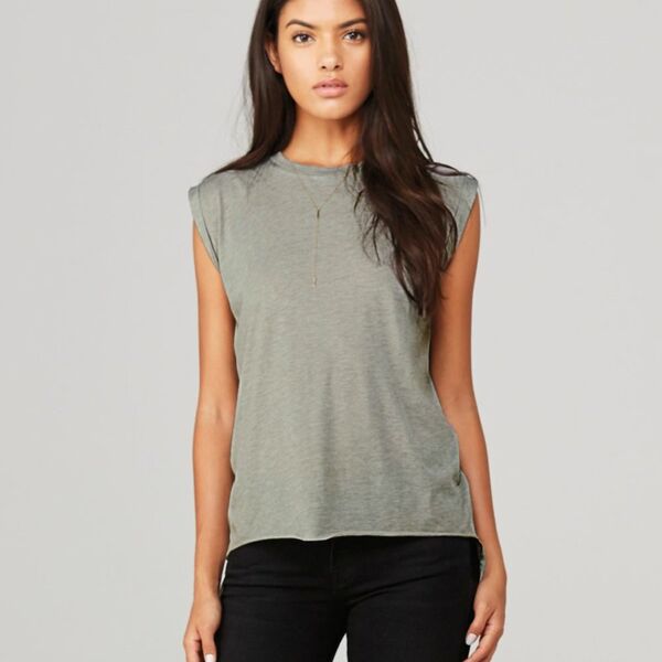 Women’s Flowy Rolled Cuffs Muscle Tee Thumbnail