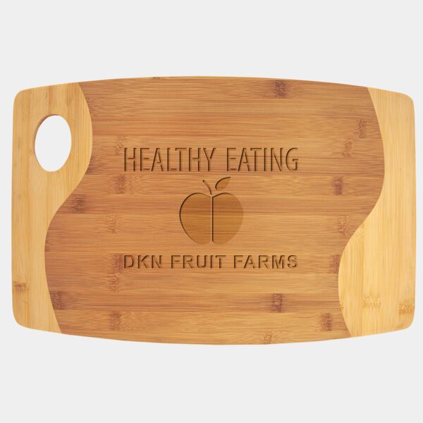 17 3/4" x 11 3/4" Bamboo Two Tone Cutting Board with Handle Thumbnail