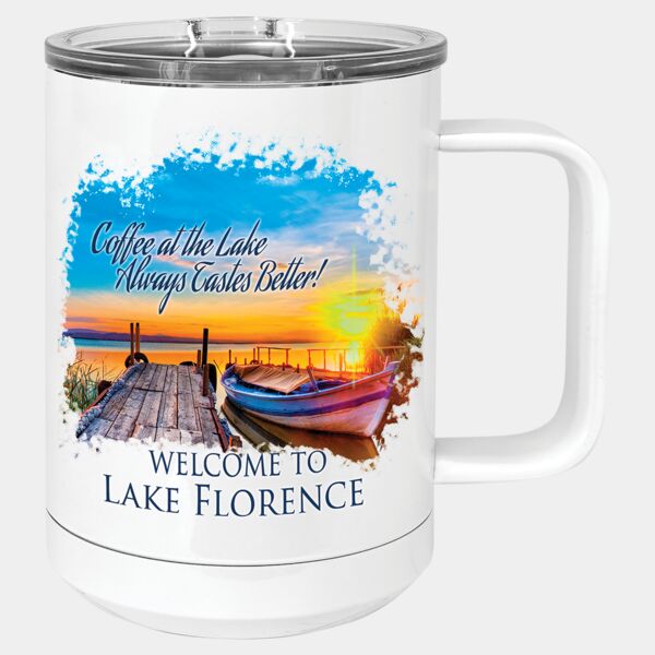 Premium Polar Camel 15 oz. White Vacuum Insulated Mug with Slider Lid Thumbnail